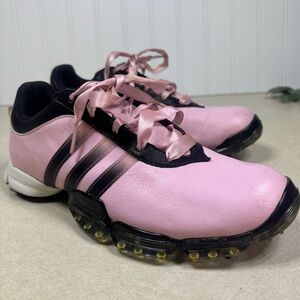 Adidas Signature Paula 2 Creamer Golf Shoes Womens Sz 6 Pink/Black Cleats 816594